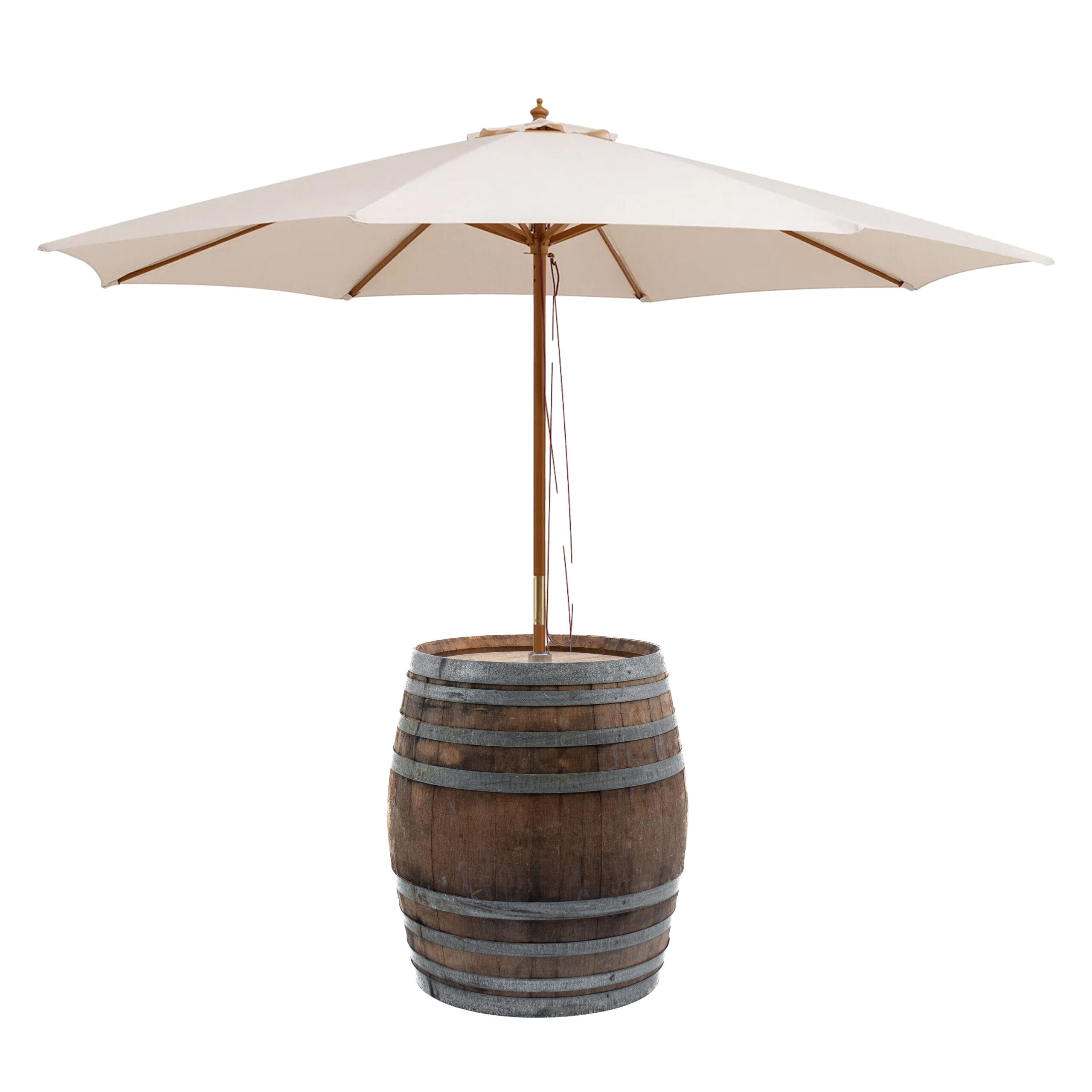 wine barrel + umbrella